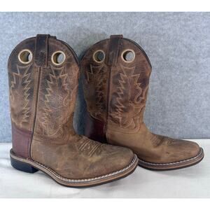 Smoky Mountain Boots Kids 3 Jesse Brown Leather Pull On Wester Square Toe Boots